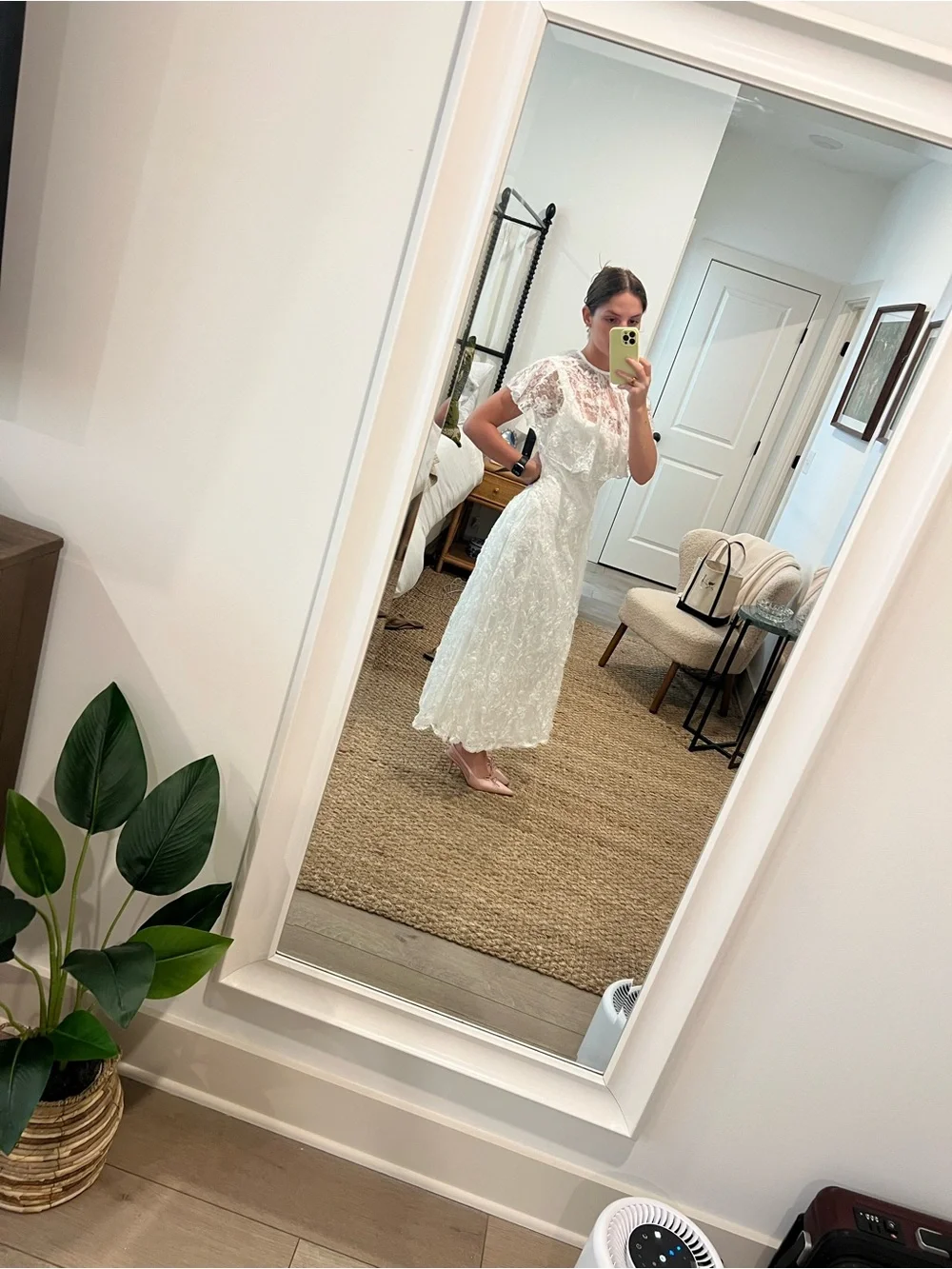 Lulu's White Lace Midi Dress with Capelet Tie - Picture 4 of 7